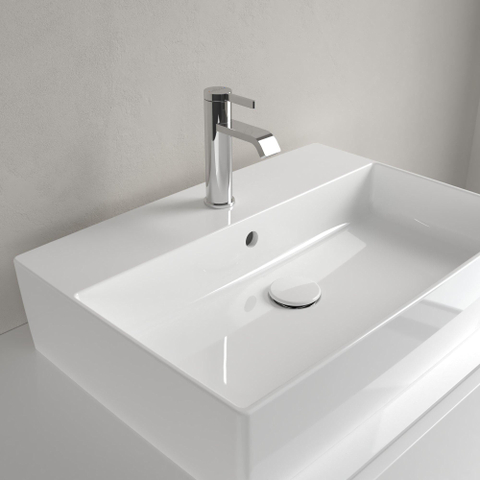 Villeroy & Boch memento 2.0 opzetwastafel - 60x42cm - met 1 kraangat - met overloop CeramicPlus - White Alpine (glans wit) SW106554