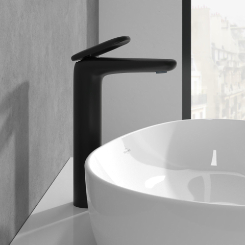 Villeroy & Boch Antao 1 greeps wastafelkraan verhoogd - met push open afvoergarnituur - Brushed Nickel (rvs) SW974199