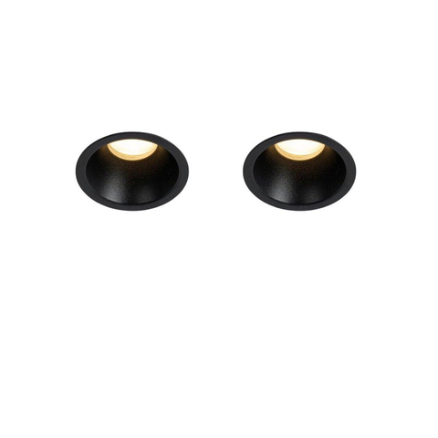 QAZQA Dept spot encastré - set de 2 - 7.8x6.5cm - dimmable - IP44 - noir mat SW1209517