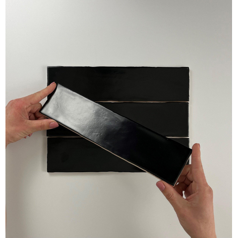 ÉCHANTILLON Terravito Pavero carreau mural - 7.5x30cm - 8.6mm - Rectangulaire - Noir mat SW736214