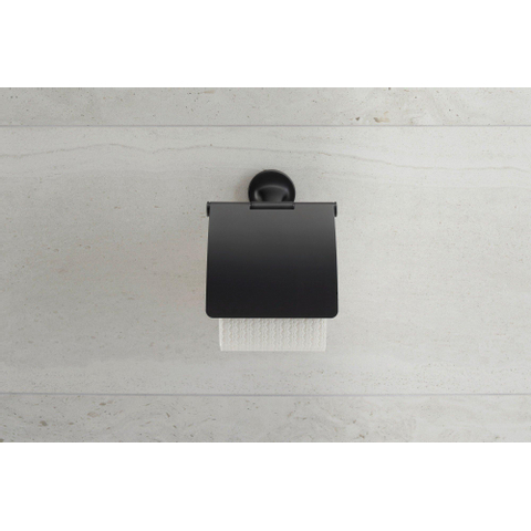 Duravit Starck T Toiletrolhouder - met klep - mat zwart SW297081
