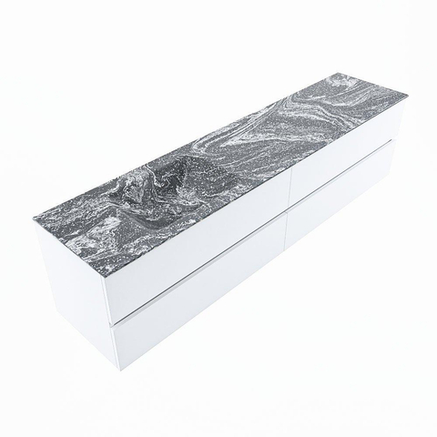 Mondiaz VICA-DLUX Ensemble meuble de salle de bains - 200cm - talc - 4 tiroirs - Lavabo encastré CLOUD - gauche - 1 trou de robinet - couleur Lava - Version XL 60cm de hauteur SW1189280