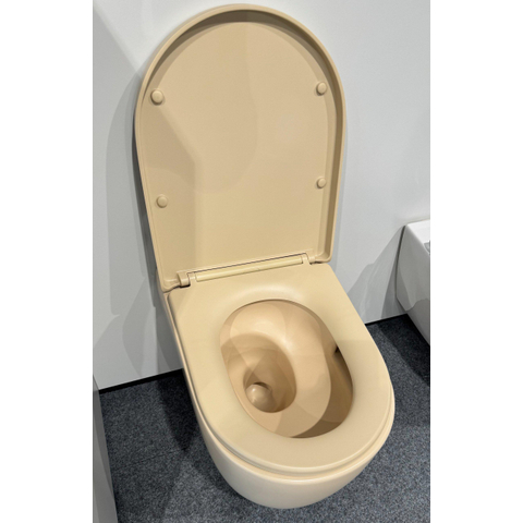 QeramiQ Dely Swirl Pack WC - 36.5x53cm - réservoir encastré Wisa XS - abattant 35mm - plaque de commande blanche - boutons ronds - beige SW1138604