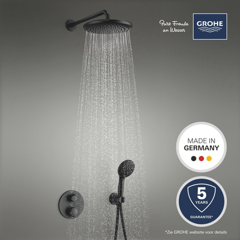 Grohe Precision Showerset - compleet - handdouche diameter 11cm - 2 straalsoorten - hoofddouche diameter 25cm - matte black (mat zwart) SW1126466