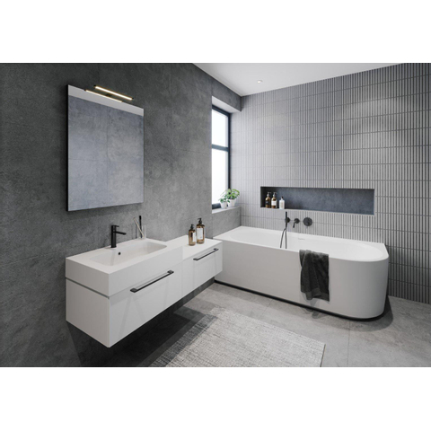 Riho Desire baignoire d''angle acrylique baignoire installation d''angle gauche 184x84cm avec siphon blanc mat SW412185