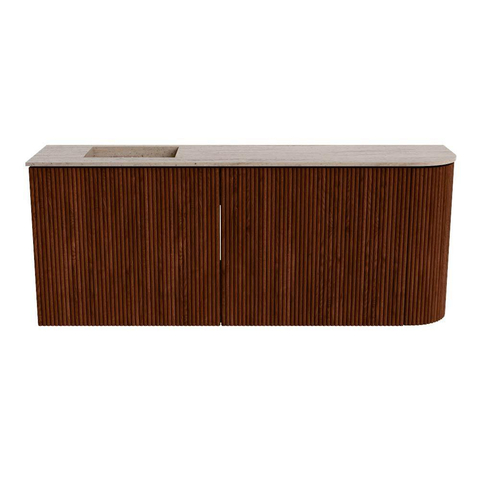 Mondiaz JOYA-DLUX 101.6cm toiletmeubel - ronding rechts kleur Ruby - Wastafel FAYE positie Links Zonder kraangat kleur Saba. SW1425628