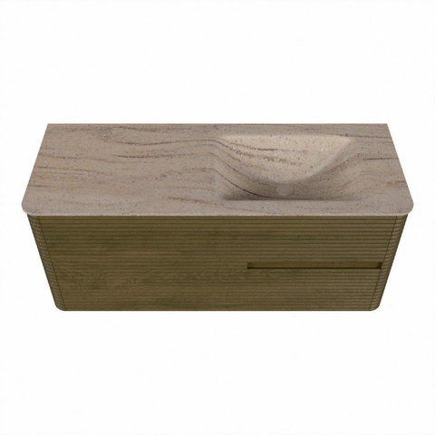Mondiaz CIRO-DLUX Ensemble de meubles de salle de bains - 120x45x50cm - Plan vasque en solid surface Saba - 1 lavabo à droite - 1 trou de robinet - 2 tiroirs - Dusk SW1533334