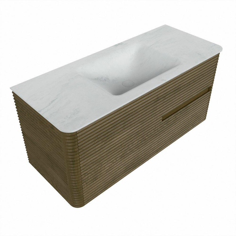 Mondiaz CIRO-DLUX Badkamermeubelset - 110x45x50cm - Solid surface wastafel Opalo - 1 wasbak Midden - 1 kraangat - 2 lades - Dusk SW1532943