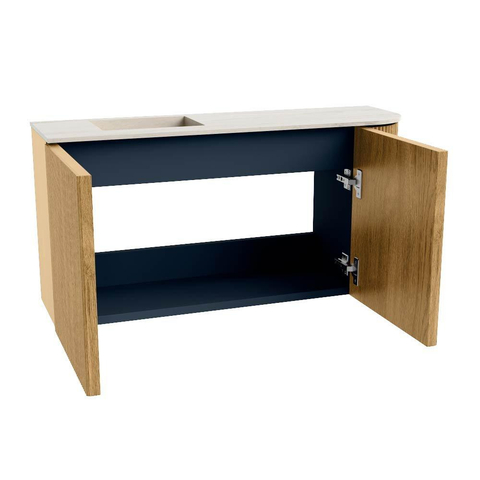 Mondiaz JOYA-DLUX Meuble de salle de bains - 81,6cm - arrondi droit couleur Chêne - Vasque FAYE position Gauche 1 trou de robinet couleur Meli SW1423986