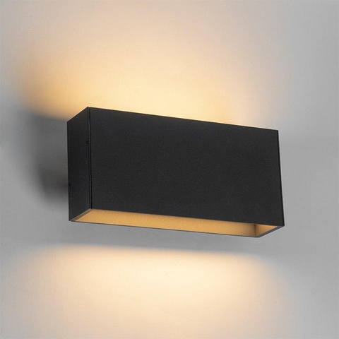 QAZQA Spector Applique murale - 2 lampes - 21cm - IP54 - Rectangle - Gris foncé SW1470017