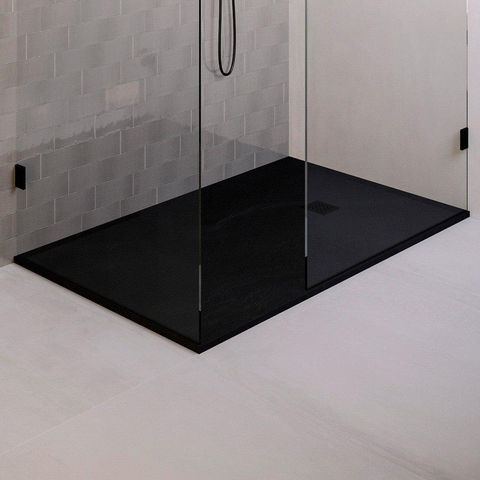 BRAUER Asteroid Douchebak 100x180 incl. antislip en antibacterieel mineraalmarmer mat zwart SW543417