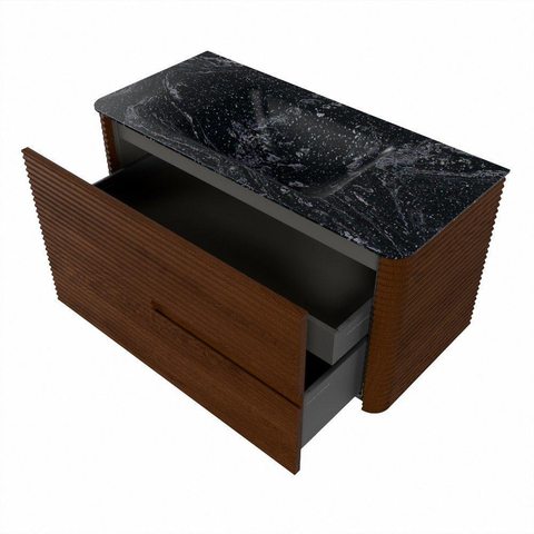 Mondiaz CIRO-DLUX Badkamermeubelset - 100x45x50cm - Solid surface wastafel Lava - 1 wasbak Midden - zonder kraangaten - 2 lades - Ruby SW1531637