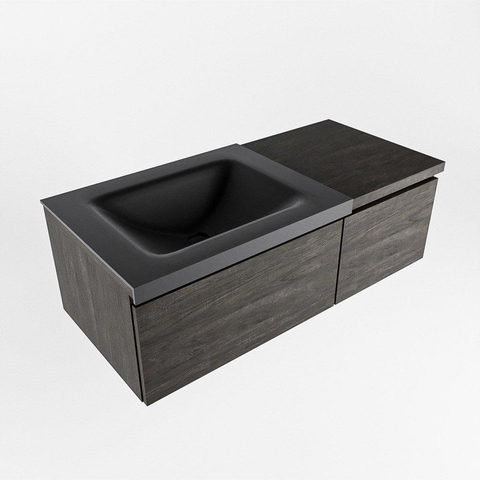 MONDIAZ BUKLA 100cm ensemble de meuble avec module 40 couleur Marron Foncé avec 2 tiroirs. Lavabo CLOUD gauche 0 trou de robinet couleur Urban. SW1382038