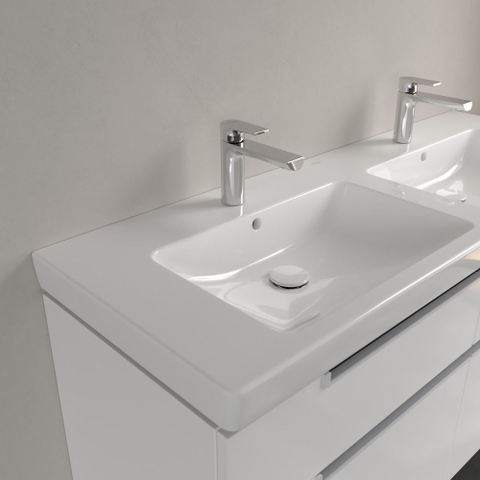 Villeroy & Boch Subway 2.0 dubbele wastafel - 1300x470mm CeramicPlus - 2 kraangaten - White Alpine (glans wit) 1024041