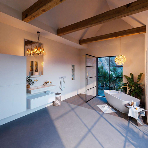 Mondiaz ALAN-DLUX Ensemble de meuble - 100cm - meuble Talc mat - 1 tiroir - Lavabo Cloud Frappe suspendu - vasque Gauche - 0 trous de robinet SW804778