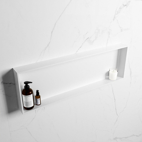 Mondiaz Easy nis 29.5x89.5x8cm - inbouw/opbouw - 1 open vak - Solid surface - Talc SW643686
