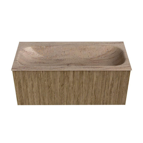 MONDIAZ KURVE-DLUX Meuble de salle de bains 100 cm couleur Dusk avec 1 tiroir et 0 porte. Lavabo BIG MEDIUM Central 1 trou de robinet Saba. SW1433347
