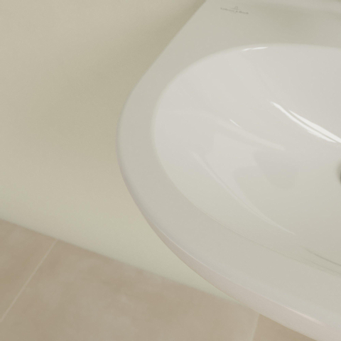 Villeroy & Boch O.novo Compact fontein 50x40cm met overloop 1 kraangat wit 0124108