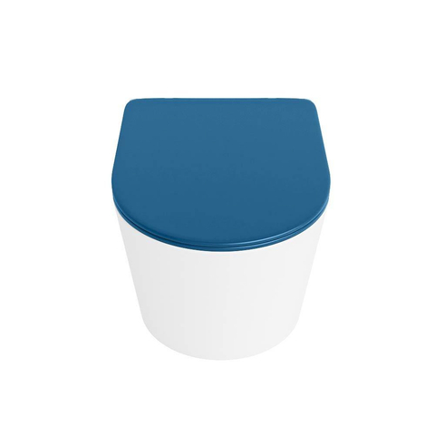 Mondiaz LAVIE hangtoilet – spoelrandloos – 36 x 53 cm – met softclose zitting – Talc (wit), zitting Jeans (blauw) SW1208644