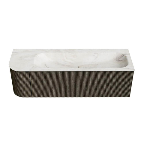 Mondiaz KURVE-DLUX Ensemble de meubles de salle de bains - 145x46x40cm - 1 tiroir - 1 porte - lavabo solid surface - droit - 2 trous de robinet - Shadow SW1414482