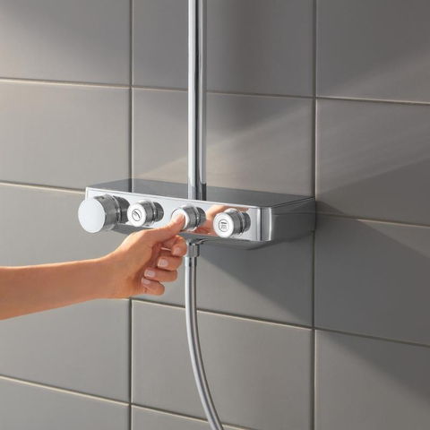 GROHE Euphoria smartcontrol Regendoucheset Opbouw - hoofddouche vierkant 31cm - handdouche staaf - chroom SW209453