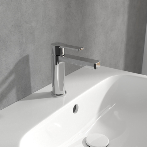 Villeroy & Boch Architectura 1 greeps wastafelkraan - zonder pop up afvoergarnituur - hoogglans chroom SW975128