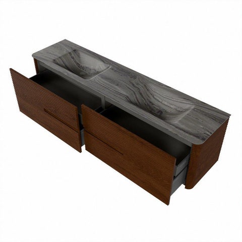 Mondiaz CIRO-DLUX Ensemble de meubles de salle de bains - 190x45x50cm - Plan vasque solid surface Sombra - 2 vasques Double - 2 trous de robinet - 4 tiroirs - Ruby SW1531984
