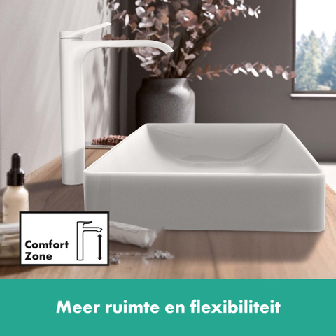 Hansgrohe VIVENIS 1 greeps wastafelkraan - 250 zonder afvoer - mat wit SW642513