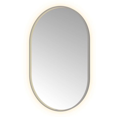 Hotbath &MORE Spiegel Oval - 80x120cm - direct en indirect LED - spiegelverwarming - dimbaar - met afstandsbediening - PVD - geborsteld gunmetal antraciet SW1245626
