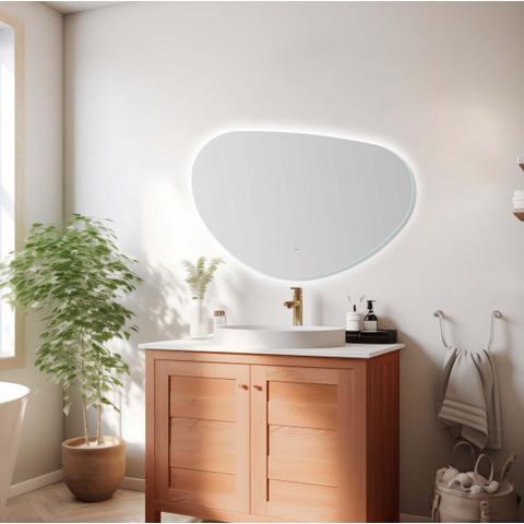 Saniclass Organic Miroir Sim - 100x66.6cm - éclairage - chauffe-miroir - horizontal/vertical - organique SW1407162