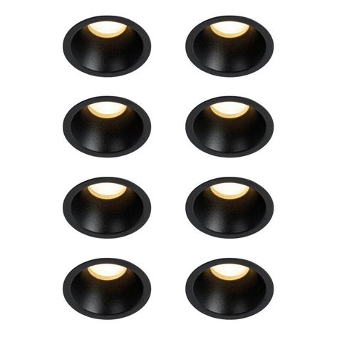 QAZQA Dept spot encastrable - set de 8 - 7,8x7,8x6,5cm - dimmable - IP44 - noir mat SW1209524