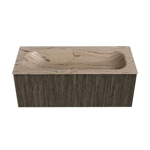 MONDIAZ KURVE-DLUX Meuble de salle de bains 110 cm couleur Shadow avec 1 tiroir et 0 porte. Lavabo BIG MEDIUM Central 1 trou de robinet Arena. SW1431440