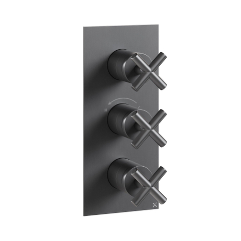Crosswater MPRO Crosshead Inbouwkraan - zonder inbouwdeel - 3 handgreep - slate gunmetal (antraciet) SW1407039