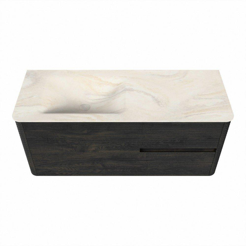Mondiaz CIRO-DLUX Ensemble de meubles de salle de bains - 120x45x50cm - plan-vasque Solid surface Ostra - 1 vasque à gauche - sans trous de robinetterie - 2 tiroirs - Shadow SW1532482