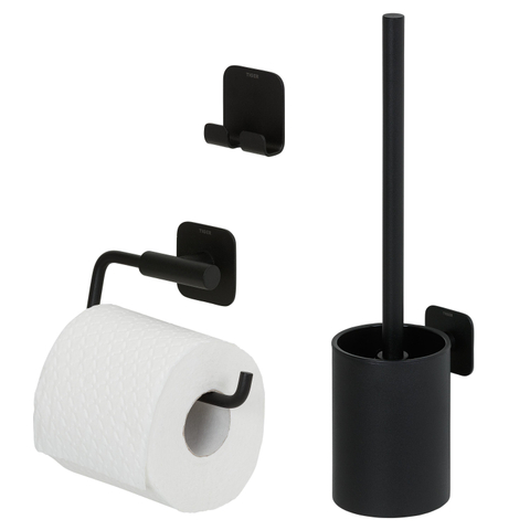 Tiger Colar Toiletaccessoireset Toiletborstel met houder Toiletrolhouder zonder klep Handdoekhaak – Zwart SW877224