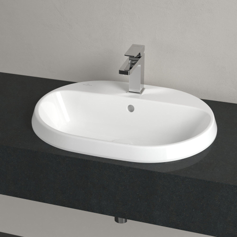 Villeroy & Boch Architectura inbouwwastafel - 60x45x17cm Ovaal - 1 kraangat - met overloopgat Ceramic - White Alpine (glans wit) SW762350