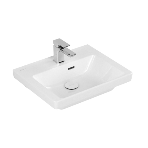 Villeroy & Boch Subway 3.0 fontein - 50x40x14.5cm - met 1 kraangat en overloopgat CeramicPlus - White Alpine (glans wit) SW702066