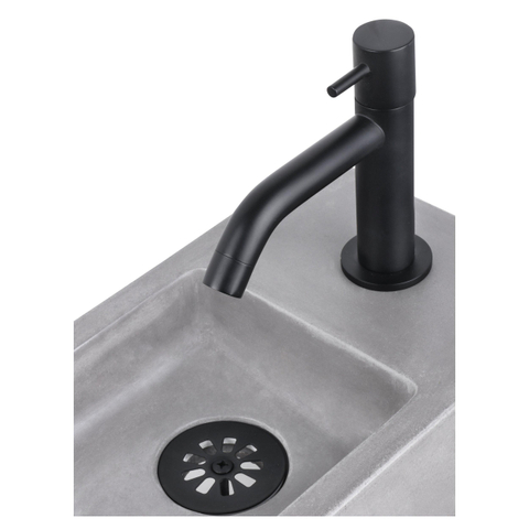 Differnz Ravo fonteinset – 38.5x18.5x9 cm – beton licht grijs – gebogen mat zwarte kraan SW705507