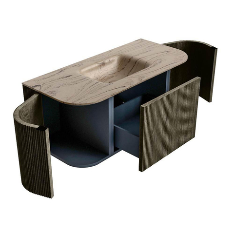 Mondiaz KURVE-DLUX Badkamermeubelset - 100x40x46cm - ronding- 1 lade - 2 deuren - 1 kraangat - midden - Shadow SW1431066