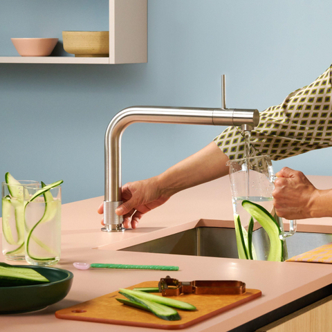 Quooker BE Front kokendwaterkraan - draaibare uitloop - Combi+ incl. Cube reservoir - Warm / kokend / bruisend / gefilterd water - RVS SW804577