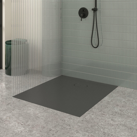Villeroy & Boch Ecora douchebak - 100x90x3.5cm - afvoer korte zijde - anthracite (antraciet) SW1558967