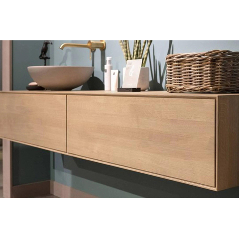Looox Wood collection Meuble sous lavabo en bois avec 2 tiroirs 160x30x46cm chêne - vieux gris SW546658