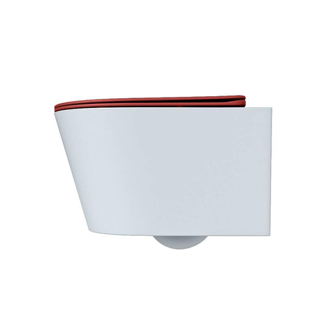 Mondiaz LAVIE WC suspendu – sans bride – 36 x 53 cm – avec abattant softclose – Clay (bleu clair/gris), abattant Fire (rouge) SW1208614