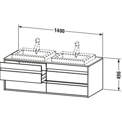 Duravit Ketho Wastafelonderkast 140x55.1x49.6cm Standaard greep met softclose spaanplaat wit Mat 0300749