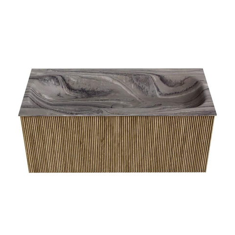 MONDIAZ KURVE-DLUX 100cm badmeubel kleur Dusk met 1 lade en 0 deuren. Wastafel BIG MEDIUM Midden zonder kraangat Sombra. SW1433850
