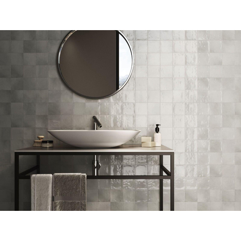 ÉCHANTILLON Terravito Bemare carreau mural - 10x10cm - 8mm - Carré - Gris brillant SW736148