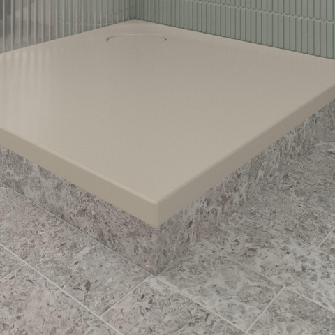 Villeroy & Boch Ecora douchebak - 80x80x3.5cm - hoekafvoer - almond (beige) SW1558976