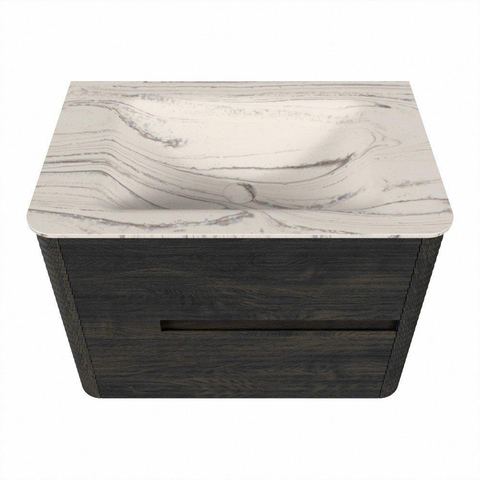 Mondiaz CIRO-DLUX Ensemble de meubles de salle de bains - 70x45x50cm - Plan vasque solid surface Nata - 1 vasque au milieu - 1 trou de robinet - 2 tiroirs - Shadow SW1532555
