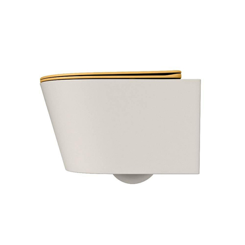 Mondiaz LAVIE WC suspendu – sans bride – 36 x 53 cm – avec abattant softclose – Linen (blanc cassé), abattant Ocher (jaune) SW1208666