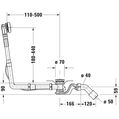 Duravit Quadroval badafvoer en overloopcombinatie - met waste - hoogglans chroom 0313535